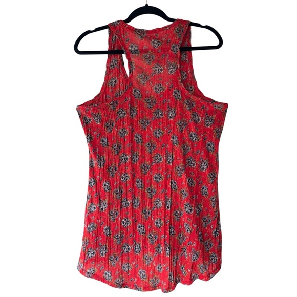 FREE PEOPLE | NWOT RED FLORAL TUNIC TANK TOP RACER BACK | MEDIUM - Picture 5 of 7